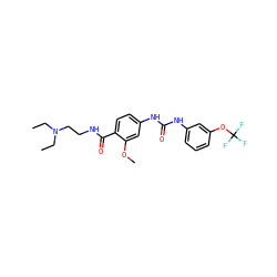 CCN(CC)CCNC(=O)c1ccc(NC(=O)Nc2cccc(OC(F)(F)F)c2)cc1OC ZINC000028383443