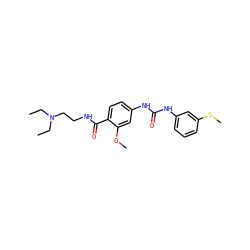 CCN(CC)CCNC(=O)c1ccc(NC(=O)Nc2cccc(SC)c2)cc1OC ZINC000028389980