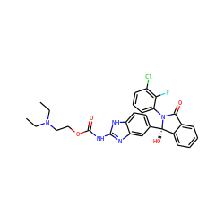 CCN(CC)CCOC(=O)Nc1nc2cc([C@]3(O)c4ccccc4C(=O)N3c3cccc(Cl)c3F)ccc2[nH]1 ZINC000117120672