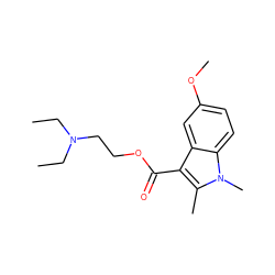 CCN(CC)CCOC(=O)c1c(C)n(C)c2ccc(OC)cc12 ZINC000001838336