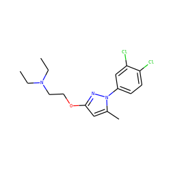 CCN(CC)CCOc1cc(C)n(-c2ccc(Cl)c(Cl)c2)n1 ZINC000035906376