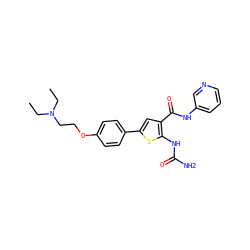 CCN(CC)CCOc1ccc(-c2cc(C(=O)Nc3cccnc3)c(NC(N)=O)s2)cc1 ZINC000035998412