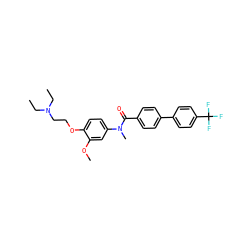 CCN(CC)CCOc1ccc(N(C)C(=O)c2ccc(-c3ccc(C(F)(F)F)cc3)cc2)cc1OC ZINC000001553122