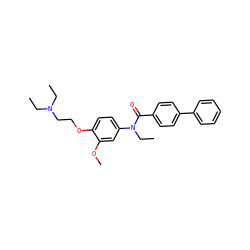 CCN(CC)CCOc1ccc(N(CC)C(=O)c2ccc(-c3ccccc3)cc2)cc1OC ZINC000040568641