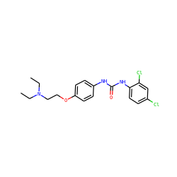 CCN(CC)CCOc1ccc(NC(=O)Nc2ccc(Cl)cc2Cl)cc1 ZINC000096922424