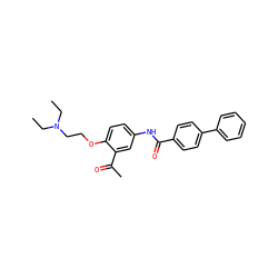 CCN(CC)CCOc1ccc(NC(=O)c2ccc(-c3ccccc3)cc2)cc1C(C)=O ZINC000040567991