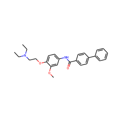 CCN(CC)CCOc1ccc(NC(=O)c2ccc(-c3ccccc3)cc2)cc1OC ZINC000040568375