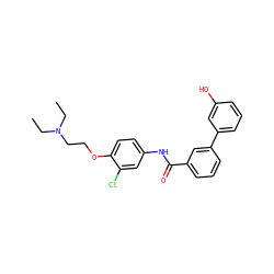 CCN(CC)CCOc1ccc(NC(=O)c2cccc(-c3cccc(O)c3)c2)cc1Cl ZINC000299859341