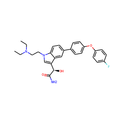 CCN(CC)CCn1cc([C@@H](O)C(N)=O)c2cc(-c3ccc(Oc4ccc(F)cc4)cc3)ccc21 ZINC000146642041