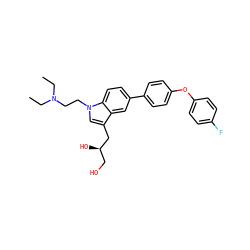 CCN(CC)CCn1cc(C[C@H](O)CO)c2cc(-c3ccc(Oc4ccc(F)cc4)cc3)ccc21 ZINC000199104134