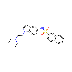 CCN(CC)CCn1ccc2cc(NS(=O)(=O)c3ccc4ccccc4c3)ccc21 ZINC000013611683