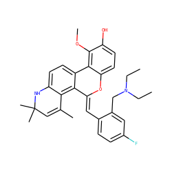 CCN(CC)Cc1cc(F)ccc1/C=C1\Oc2ccc(O)c(OC)c2-c2ccc3c(c21)C(C)=CC(C)(C)N3 ZINC000140370940
