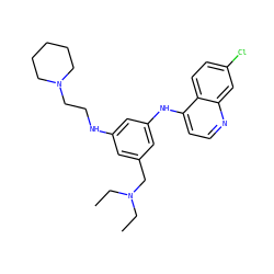 CCN(CC)Cc1cc(NCCN2CCCCC2)cc(Nc2ccnc3cc(Cl)ccc23)c1 ZINC000040980642