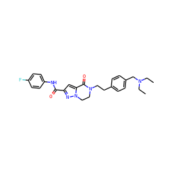 CCN(CC)Cc1ccc(CCN2CCn3nc(C(=O)Nc4ccc(F)cc4)cc3C2=O)cc1 ZINC000038149868
