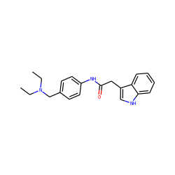 CCN(CC)Cc1ccc(NC(=O)Cc2c[nH]c3ccccc23)cc1 ZINC000096914942