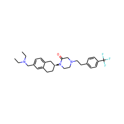 CCN(CC)Cc1ccc2c(c1)CC[C@H](N1CCN(CCc3ccc(C(F)(F)F)cc3)CC1=O)C2 ZINC000028649147