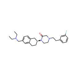 CCN(CC)Cc1ccc2c(c1)CC[C@H](N1CCN(CCc3cccc(F)c3)CC1=O)C2 ZINC000028649128