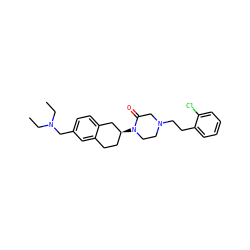 CCN(CC)Cc1ccc2c(c1)CC[C@H](N1CCN(CCc3ccccc3Cl)CC1=O)C2 ZINC000028649139