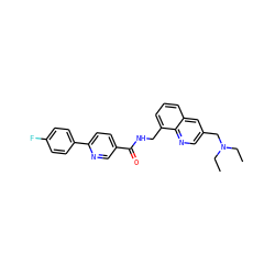 CCN(CC)Cc1cnc2c(CNC(=O)c3ccc(-c4ccc(F)cc4)nc3)cccc2c1 ZINC000036351707