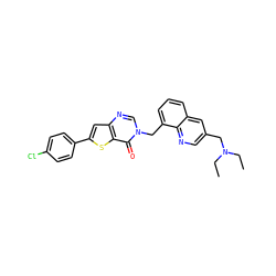 CCN(CC)Cc1cnc2c(Cn3cnc4cc(-c5ccc(Cl)cc5)sc4c3=O)cccc2c1 ZINC000036351783