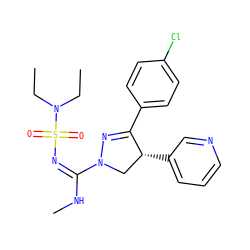 CCN(CC)S(=O)(=O)/N=C(/NC)N1C[C@@H](c2cccnc2)C(c2ccc(Cl)cc2)=N1 ZINC000028525855