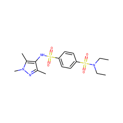 CCN(CC)S(=O)(=O)c1ccc(S(=O)(=O)Nc2c(C)nn(C)c2C)cc1 ZINC000005173646