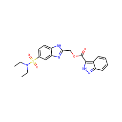 CCN(CC)S(=O)(=O)c1ccc2[nH]c(COC(=O)c3[nH]nc4ccccc34)nc2c1 ZINC000006498436