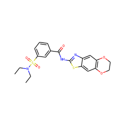 CCN(CC)S(=O)(=O)c1cccc(C(=O)Nc2nc3cc4c(cc3s2)OCCO4)c1 ZINC000003211110