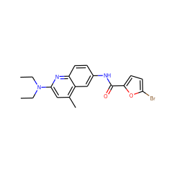 CCN(CC)c1cc(C)c2cc(NC(=O)c3ccc(Br)o3)ccc2n1 ZINC000002458823