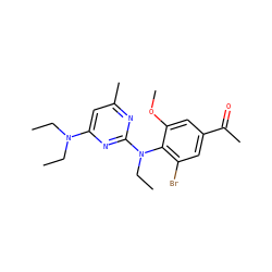 CCN(CC)c1cc(C)nc(N(CC)c2c(Br)cc(C(C)=O)cc2OC)n1 ZINC000013794506