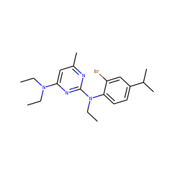 CCN(CC)c1cc(C)nc(N(CC)c2ccc(C(C)C)cc2Br)n1 ZINC000013794441