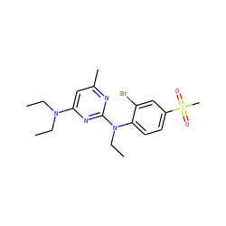 CCN(CC)c1cc(C)nc(N(CC)c2ccc(S(C)(=O)=O)cc2Br)n1 ZINC000013794492