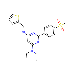 CCN(CC)c1cc(NCc2cccs2)nc(-c2ccc(S(C)(=O)=O)cc2)n1 ZINC000029132376