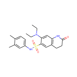 CCN(CC)c1cc2c(cc1S(=O)(=O)Nc1ccc(C)c(C)c1)CCC(=O)N2 ZINC000073223379