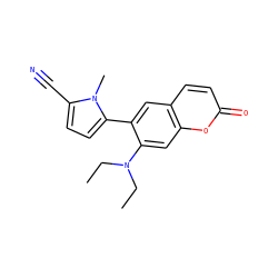 CCN(CC)c1cc2oc(=O)ccc2cc1-c1ccc(C#N)n1C ZINC001772603398