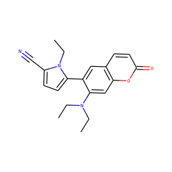 CCN(CC)c1cc2oc(=O)ccc2cc1-c1ccc(C#N)n1CC ZINC001772637689