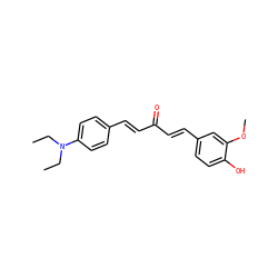 CCN(CC)c1ccc(/C=C/C(=O)/C=C/c2ccc(O)c(OC)c2)cc1 ZINC001772615522