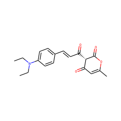 CCN(CC)c1ccc(/C=C/C(=O)[C@H]2C(=O)C=C(C)OC2=O)cc1 ZINC000003581840