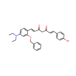 CCN(CC)c1ccc(/C=C/C(=O)CC(=O)/C=C/c2ccc(O)cc2)c(OCc2ccccc2)c1 ZINC000168224226