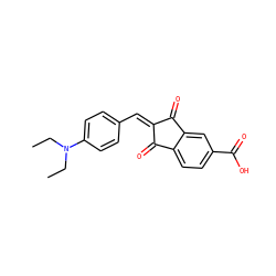 CCN(CC)c1ccc(/C=C2\C(=O)c3ccc(C(=O)O)cc3C2=O)cc1 ZINC000000180531