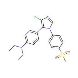 CCN(CC)c1ccc(-c2c(Cl)ncn2-c2ccc(S(C)(=O)=O)cc2)cc1 ZINC000000592942