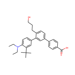 CCN(CC)c1ccc(-c2cc(-c3ccc(C(=O)O)cc3)ccc2CCCO)cc1C(C)(C)C ZINC000113700639