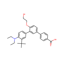 CCN(CC)c1ccc(-c2cc(-c3ccc(C(=O)O)cc3)ccc2OCCO)cc1C(C)(C)C ZINC000113700902
