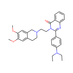 CCN(CC)c1ccc(-c2nc3ccccc3c(=O)n2CCN2CCc3cc(OC)c(OC)cc3C2)cc1 ZINC000013438279