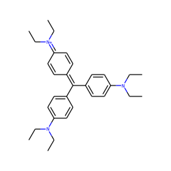 CCN(CC)c1ccc(C(=C2C=CC(=[N+](CC)CC)C=C2)c2ccc(N(CC)CC)cc2)cc1 ZINC000004272031