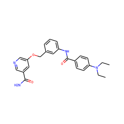 CCN(CC)c1ccc(C(=O)Nc2cccc(COc3cncc(C(N)=O)c3)c2)cc1 ZINC000653859690