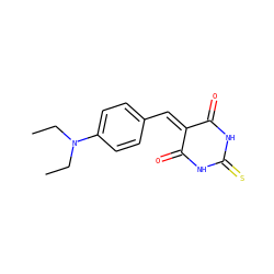 CCN(CC)c1ccc(C=C2C(=O)NC(=S)NC2=O)cc1 ZINC000017729070