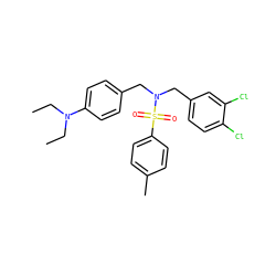 CCN(CC)c1ccc(CN(Cc2ccc(Cl)c(Cl)c2)S(=O)(=O)c2ccc(C)cc2)cc1 ZINC000095587911