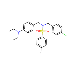 CCN(CC)c1ccc(CN(Cc2ccc(Cl)cc2)S(=O)(=O)c2ccc(C)cc2)cc1 ZINC000095588354