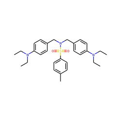 CCN(CC)c1ccc(CN(Cc2ccc(N(CC)CC)cc2)S(=O)(=O)c2ccc(C)cc2)cc1 ZINC000095589766